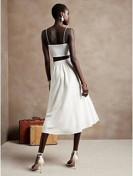Linen-Rayon Midi Skirt | Banana Republic Factory
