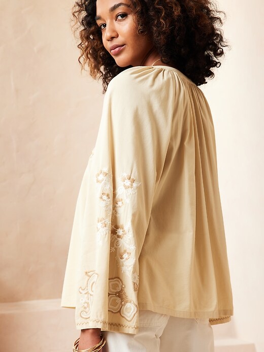Embroidered Popover Blouse
