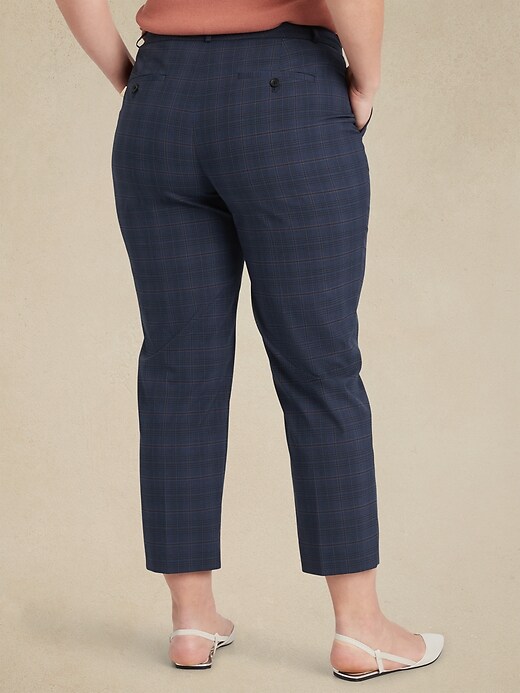 Curvy Avery Navy Plaid Tailored Ankle Pant