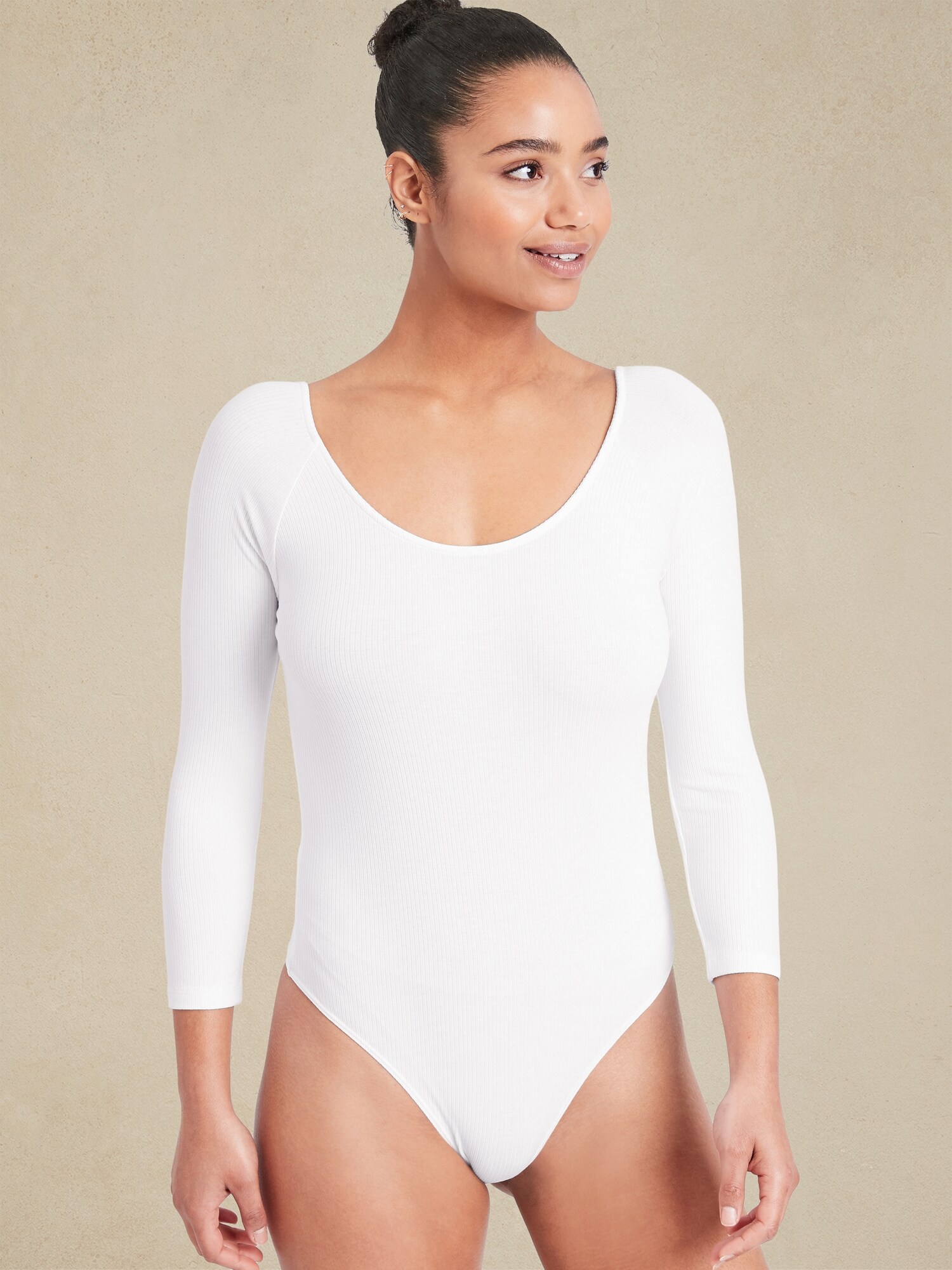 Ribbed BalletNeck Bodysuit Banana Republic Factory