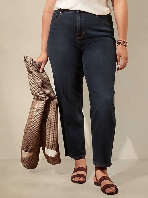 Image number 5 showing, High-Rise Dark Wash Straight Jean