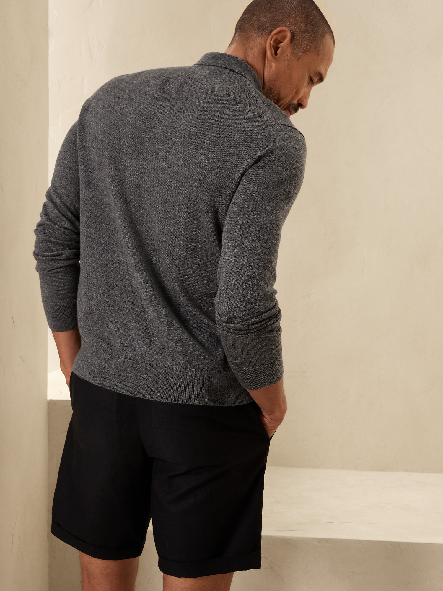 Merino Wool Polo Sweater