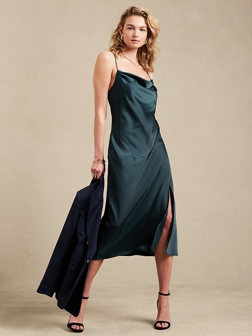 asymmetrical seam midi slip dress Asymmetrical Seam Midi Slip Dress
