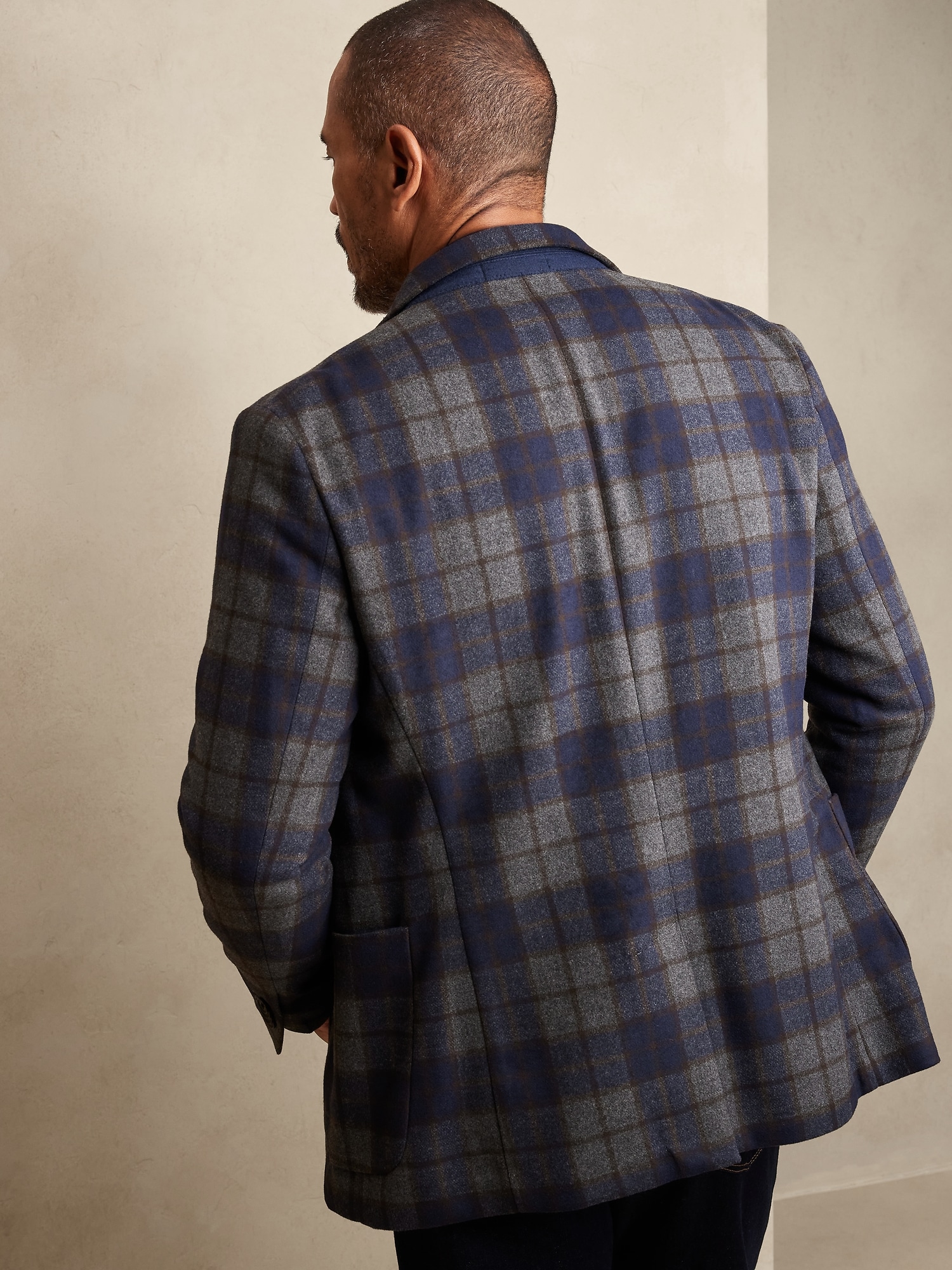 Melton Plaid Blazer Banana Republic Factory