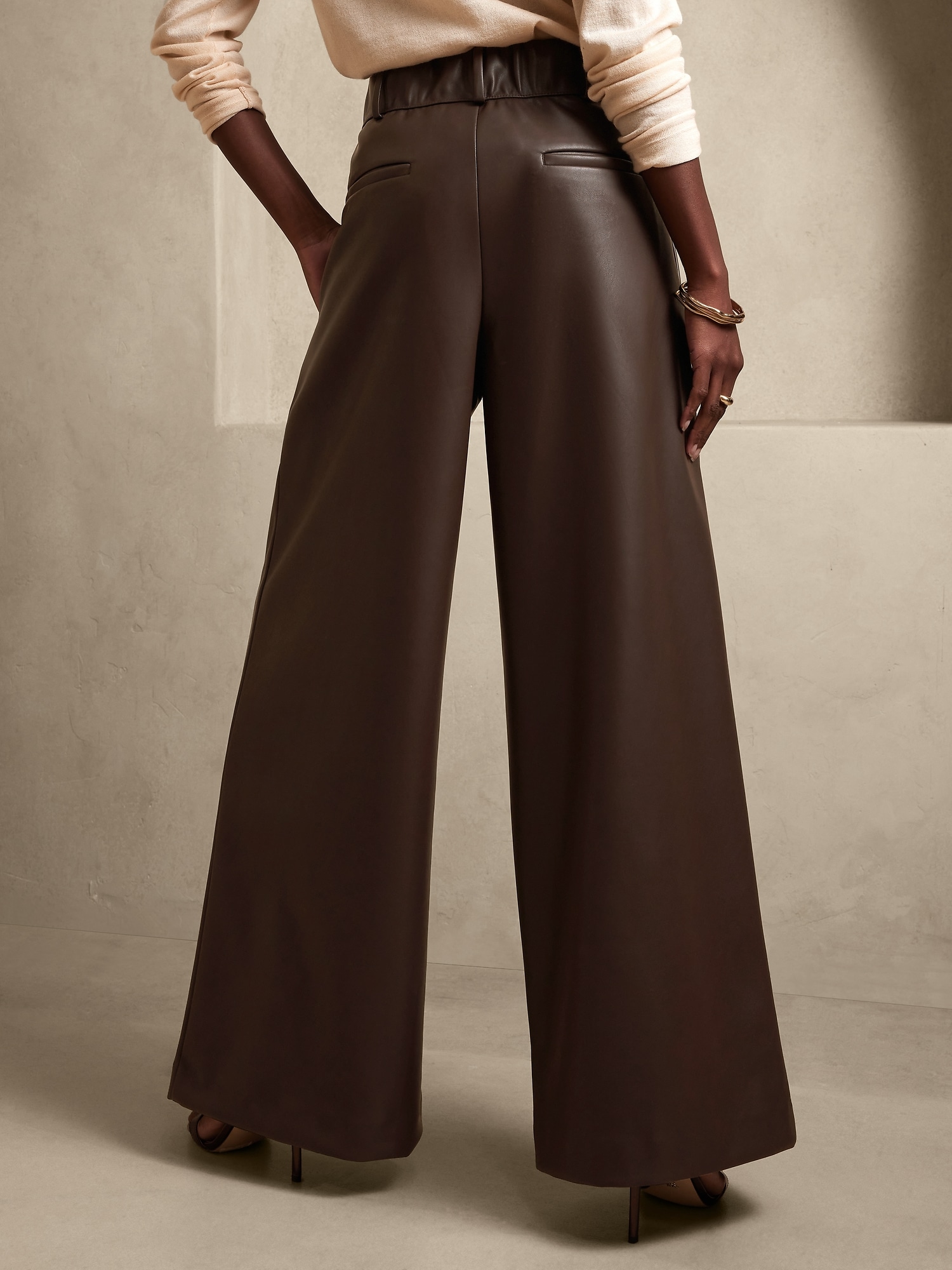 Banana Republic Factory Banana Republic Vegan Leather Wide-Leg Pant 110.00