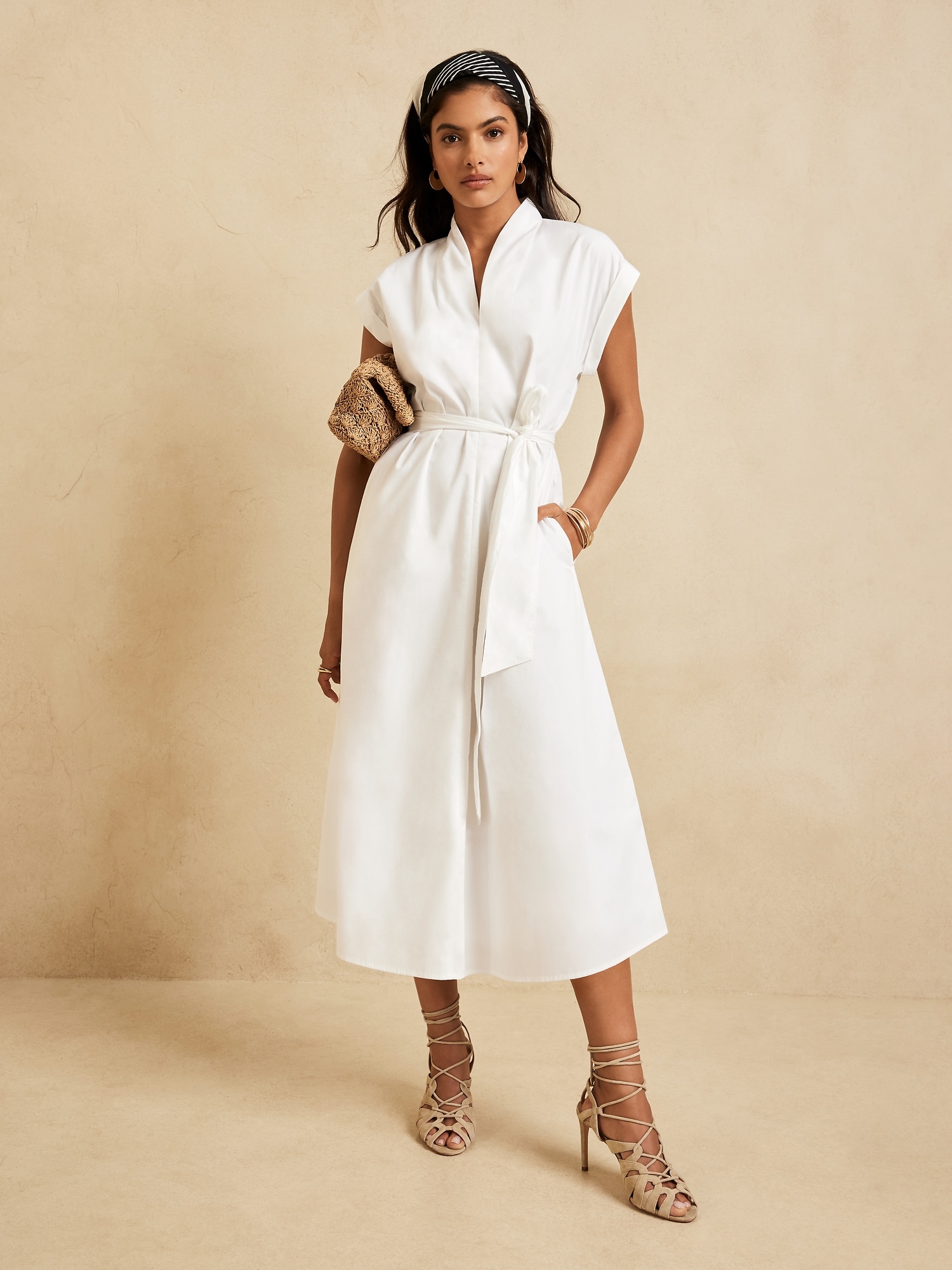 Tie-Waist Midi Shirtdress