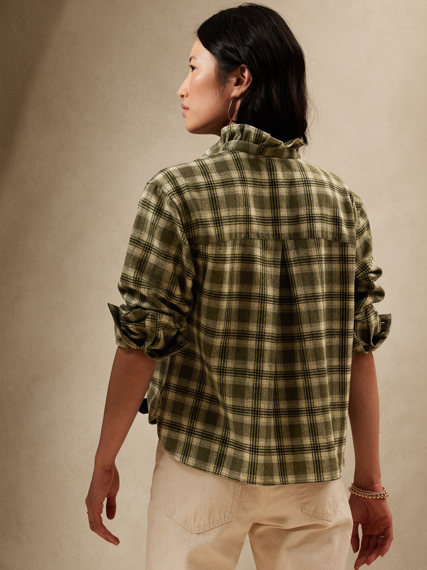 Ruffle Flannel Shirt Banana Republic Factory