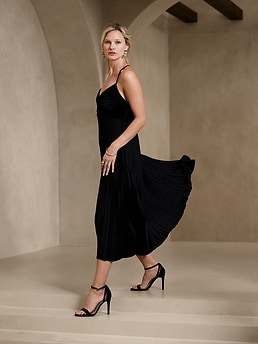 Solaire Pleated Midi Dress | Banana Republic Factory