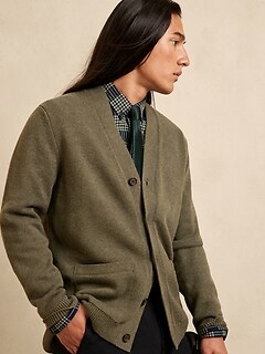 Men's Cambria Textured Cardigan Green Heather Regular Size M