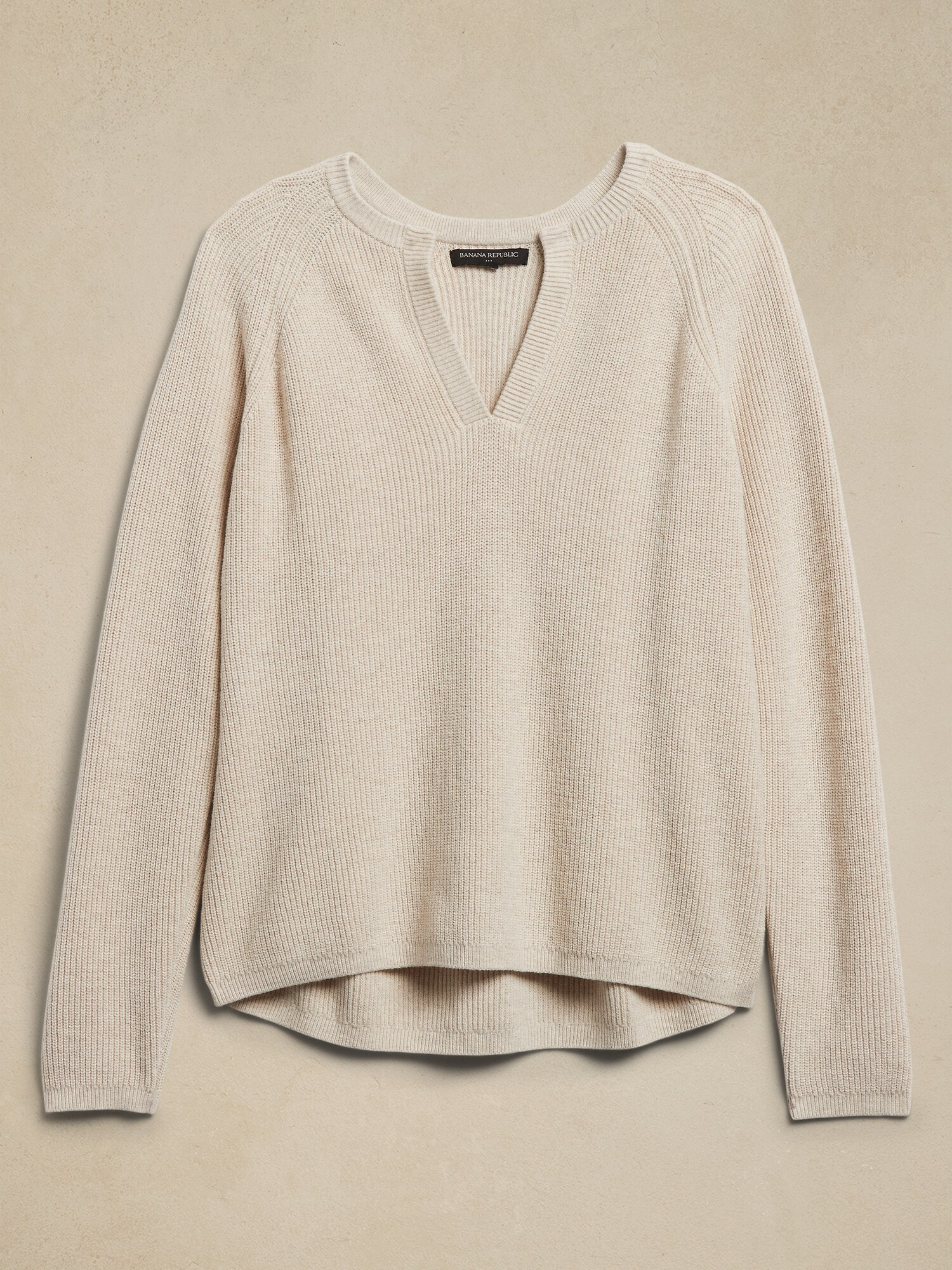 Slit-Neck Pullover Sweater