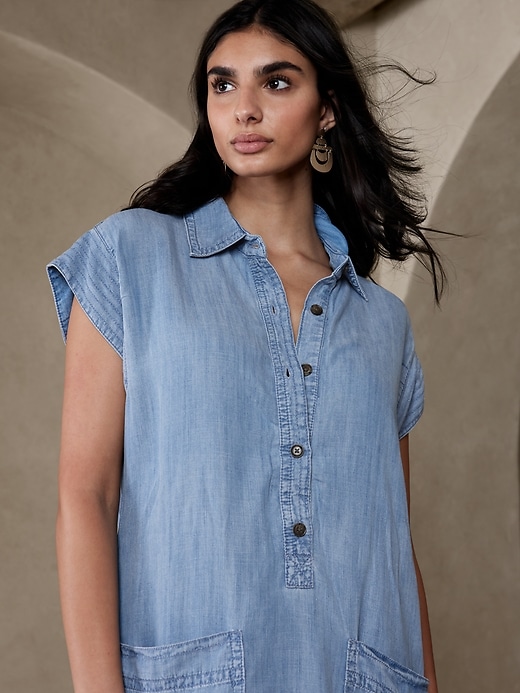 Image number 3 showing, Chambray Shift Dress