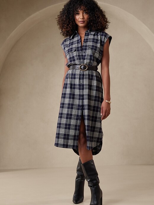 Image number 1 showing, Flannel Midi Shirtdress