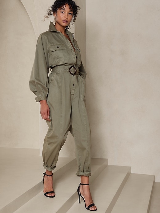 Image number 1 showing, Twill Maxi Jumpsuit