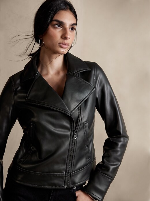 Image number 3 showing, Vegan Leather Moto Jacket