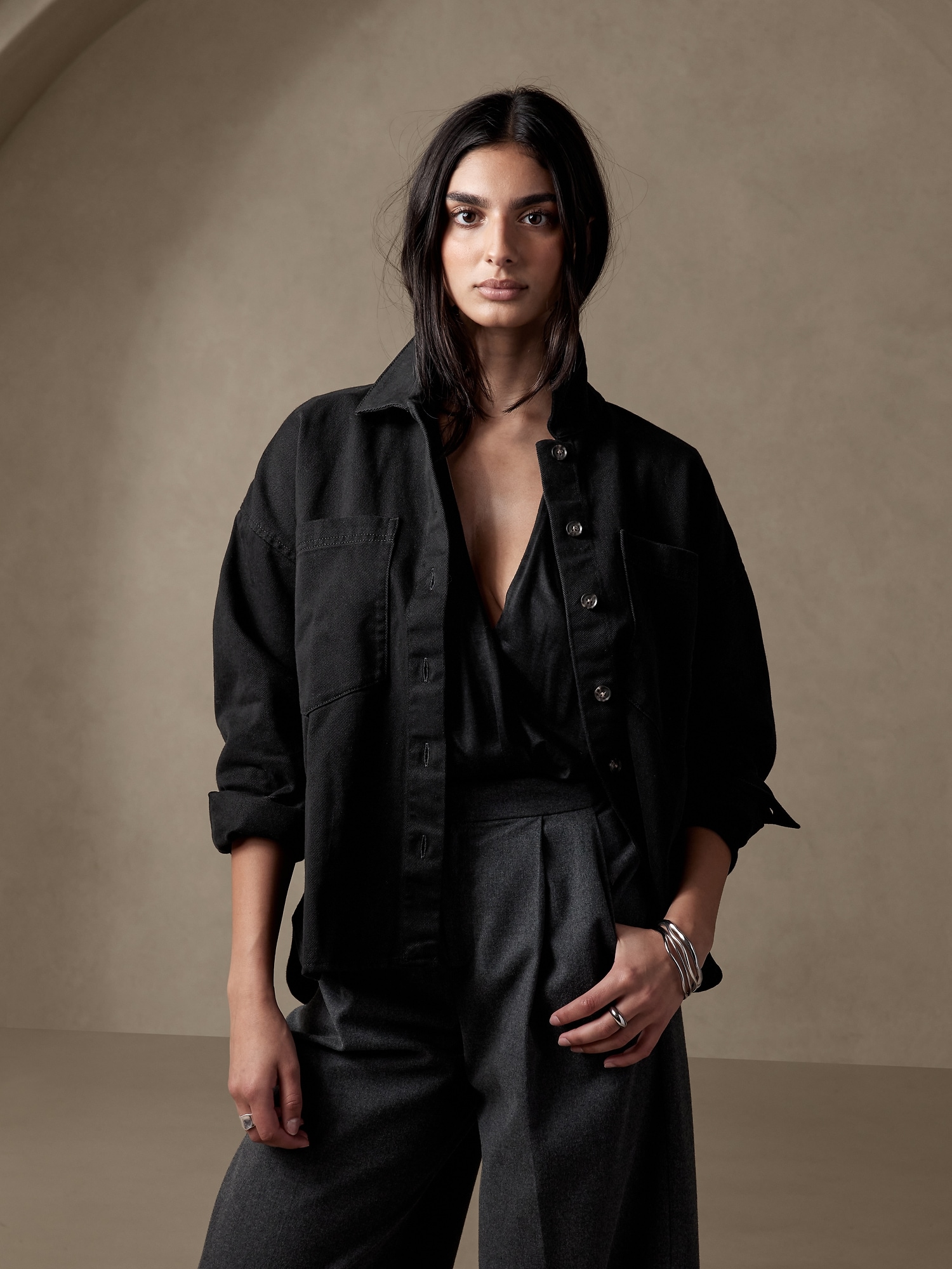 Oversized Twill Shirt | Banana Republic Factory