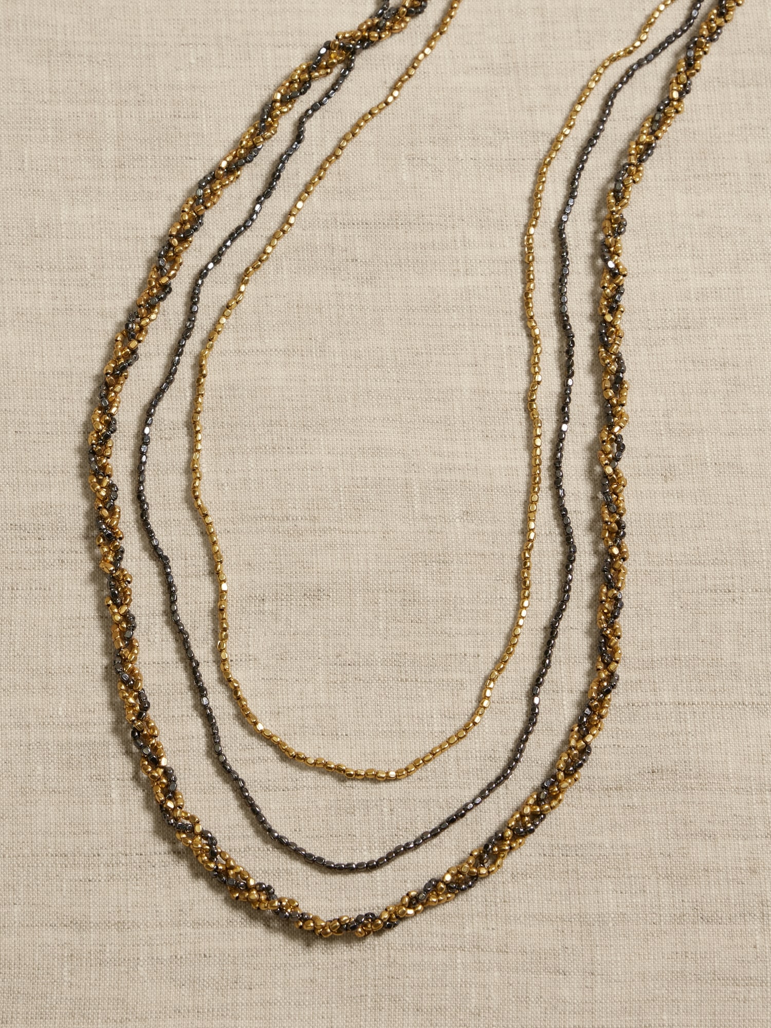 Dark Beads Double Strand Necklace &#124 Aureus + Argent