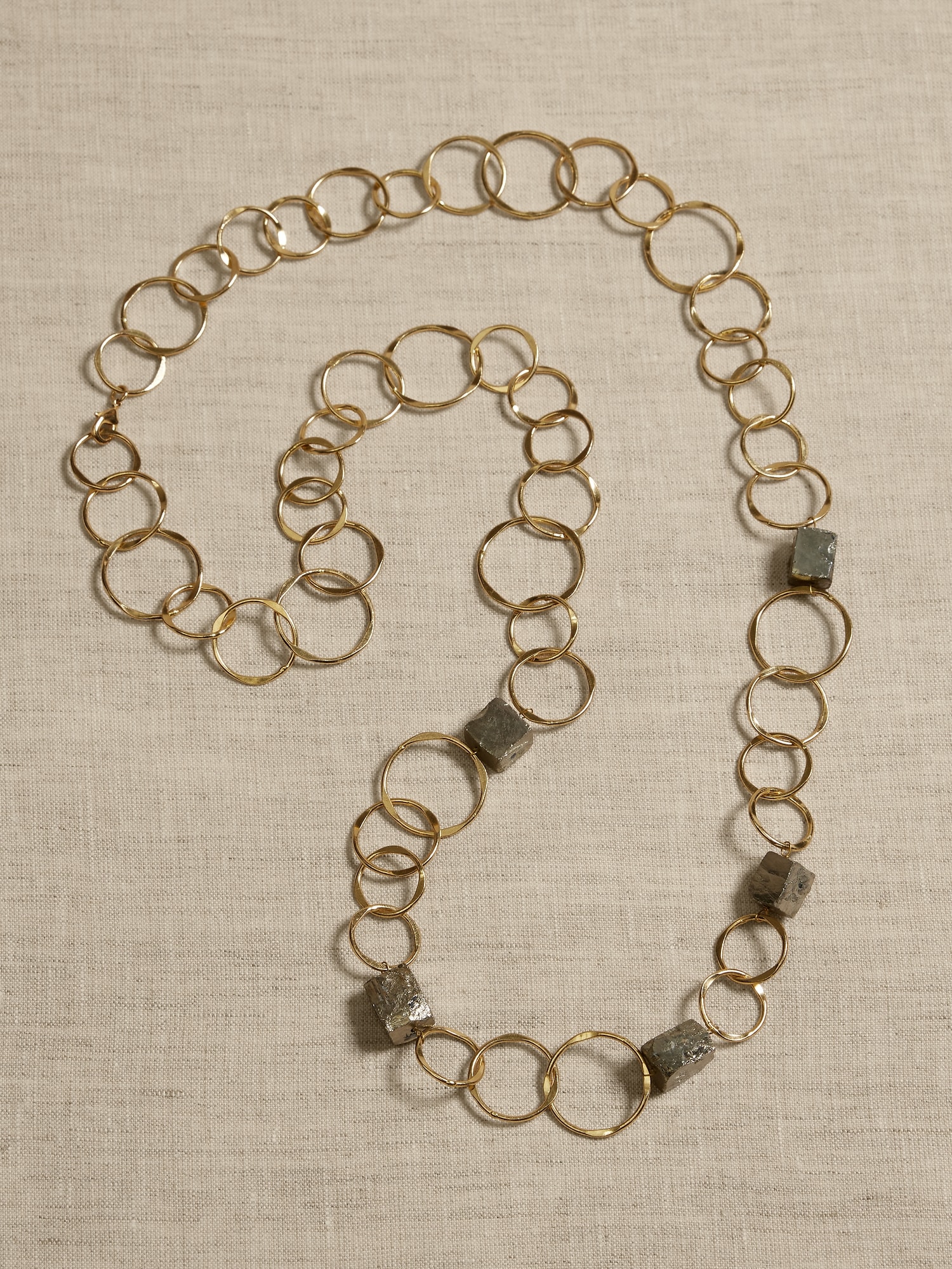 Placed Pyrite Link Necklace &#124 Aureus + Argent