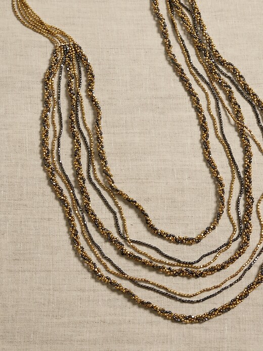 Dark Beads Multi Strand Necklace &#124 Aureus + Argent