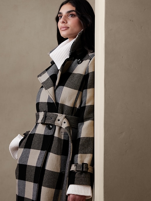 Image number 3 showing, Plaid Trench Coat