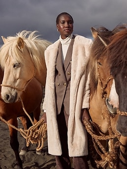 【アナナス】BANANA REPUBLIC エコファーロングコート Faux Fur Coat | Banana Republic Factory