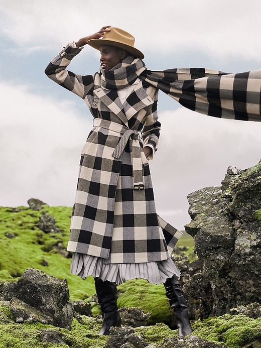 Image number 1 showing, Plaid Trench Coat