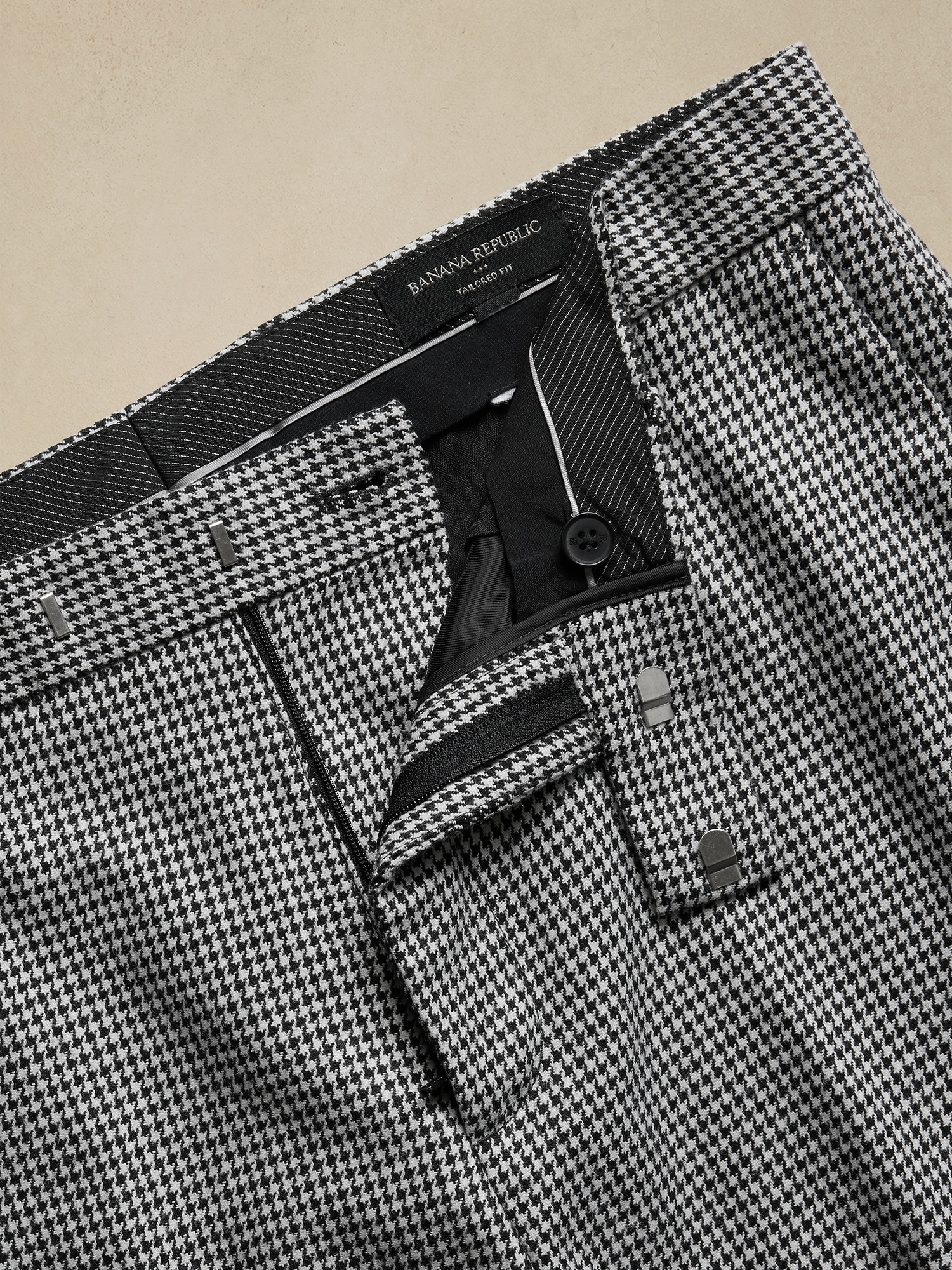 Tailored-Fit Houndstooth Suit Trouser