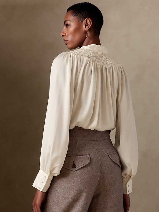 Smocked-Neck Blouse | Banana Republic Factory