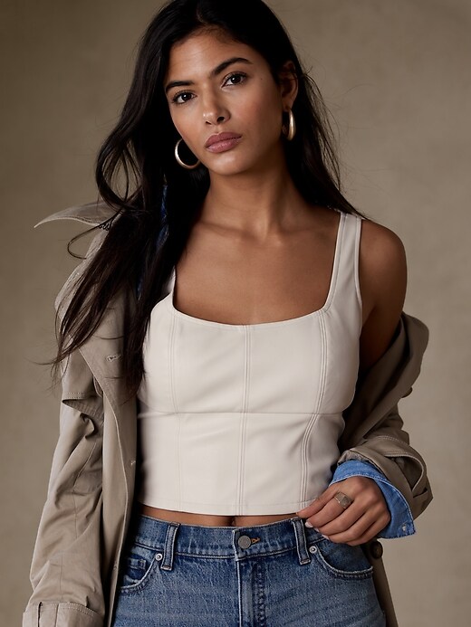 faux leather bustier crop top