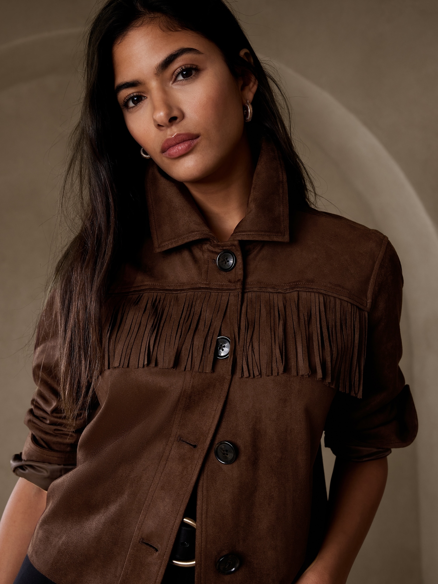 Vegan Suede Fringe Jacket