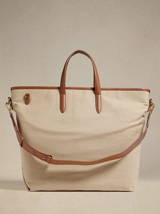 Leather Trim Canvas Tote | Banana Republic Factory