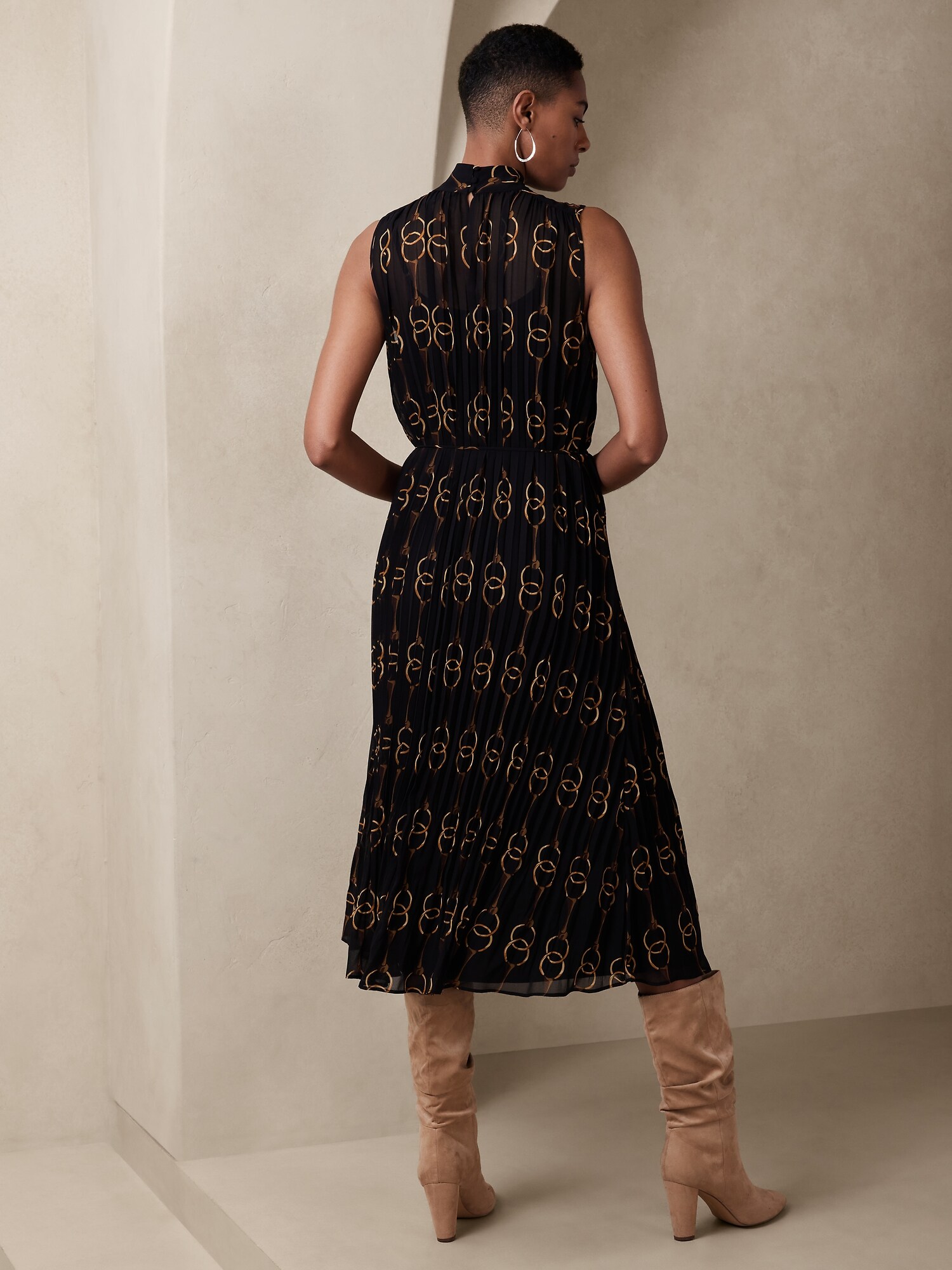 Pleated Midi Dress Banana Republic Factory