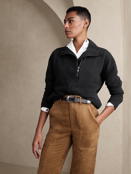 Cropped HalfZip Sweatshirt Banana Republic Factory