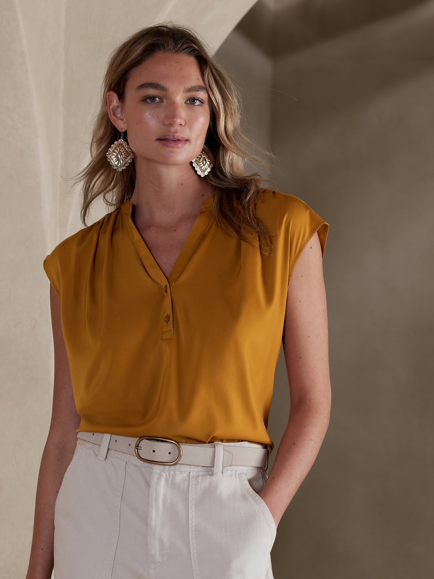 Button dolman sleeve top banana republic factory