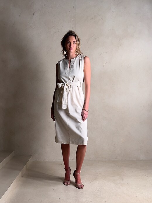 Linen-Blend Midi Shift Dress | Banana Republic Factory