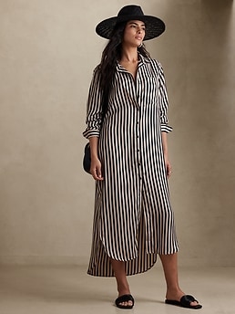 Satin Maxi Shirtdress | Banana Republic Factory