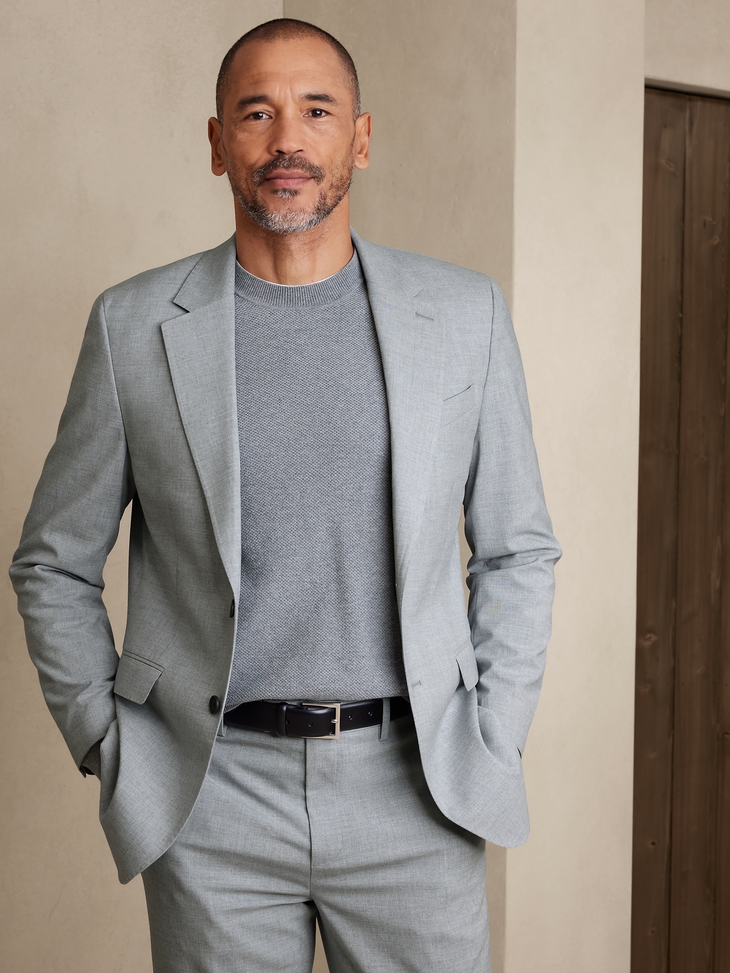 Tailored-Fit Light Gray Suit Jacket