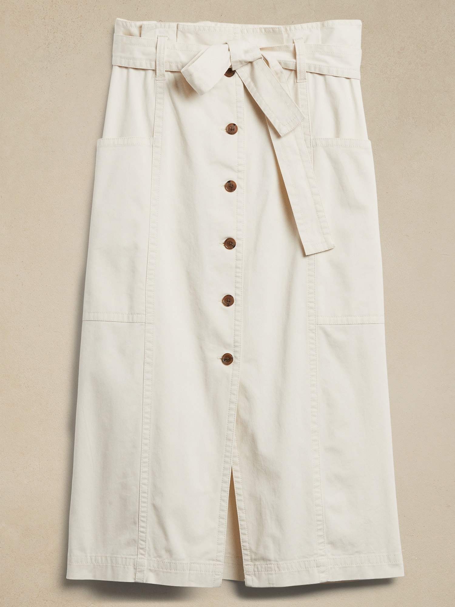 Button-Front Midi Skirt