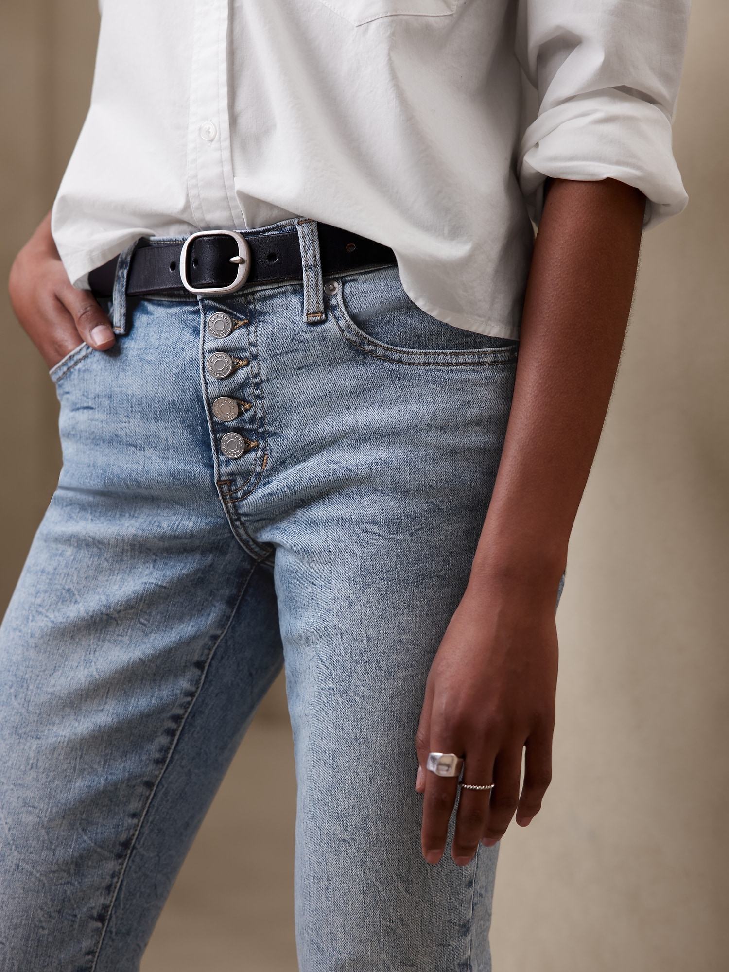 Button-Front Jeans