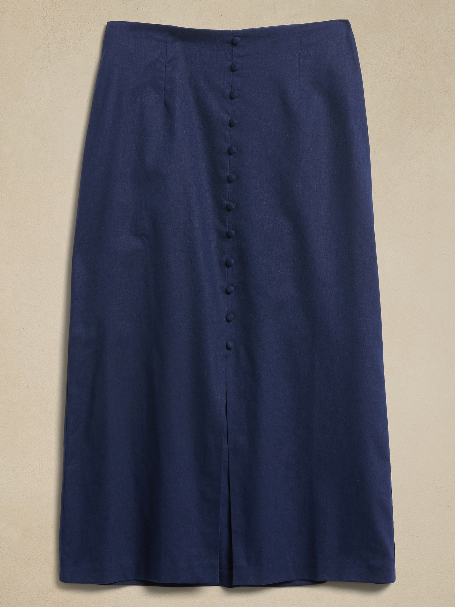 Factory Republic Linen-Cotton Button Midi Skirt | Banana