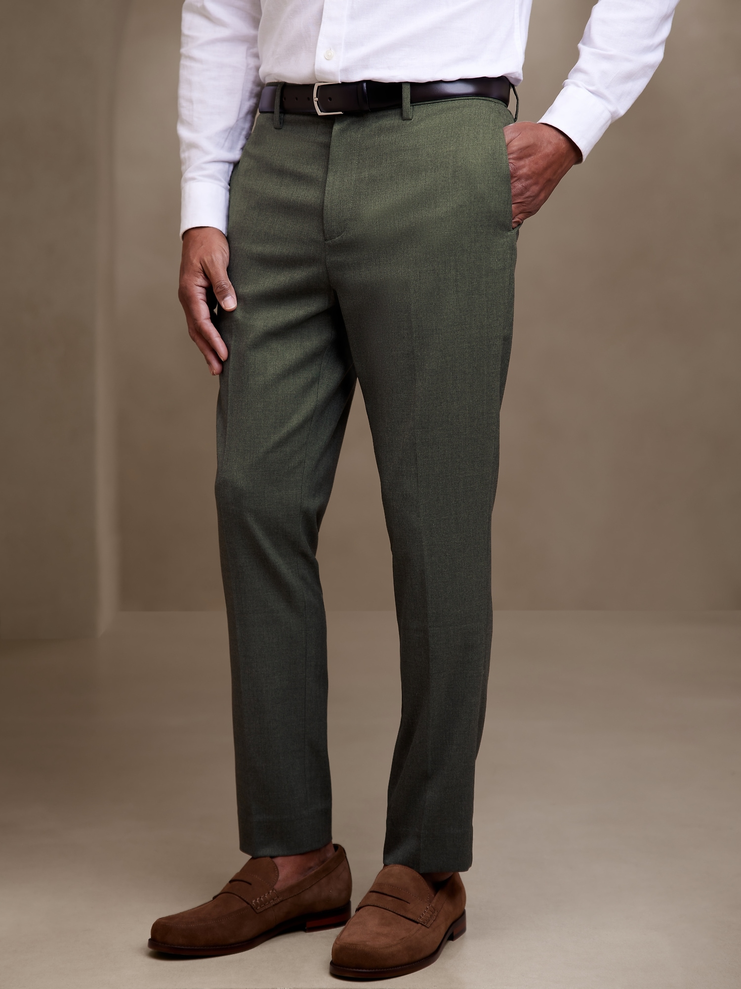 Tailored-Fit Herringbone Dobby Suit Trouser