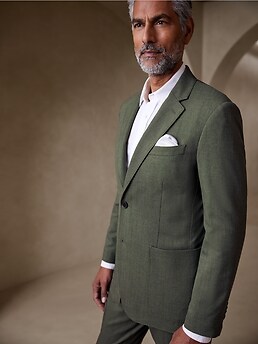 Tailored-Fit Herringbone Dobby Suit Jacket | Banana Republic