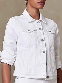 Banana republic white denim jacket hotsell