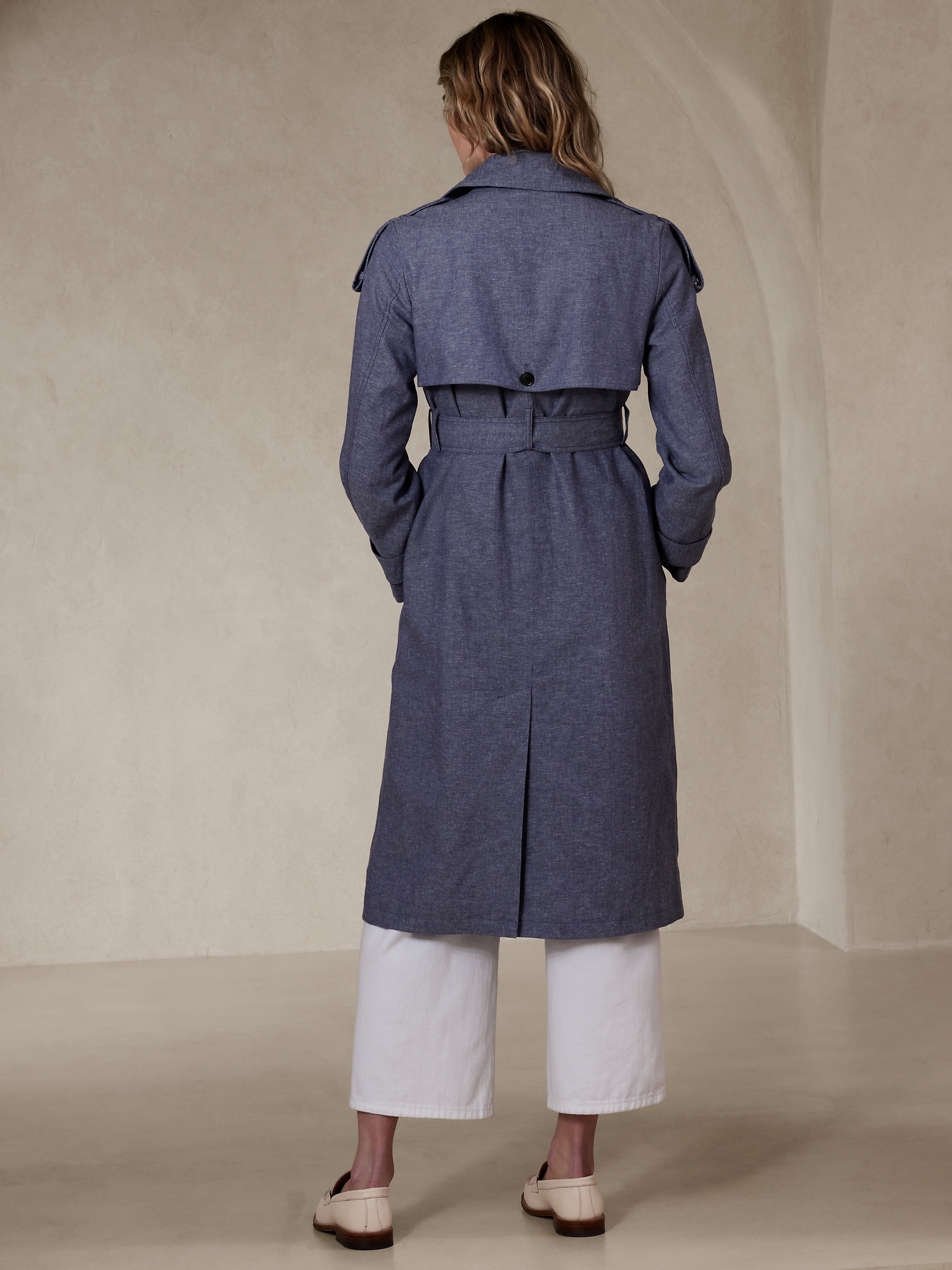Linen-Blend Classic Trench