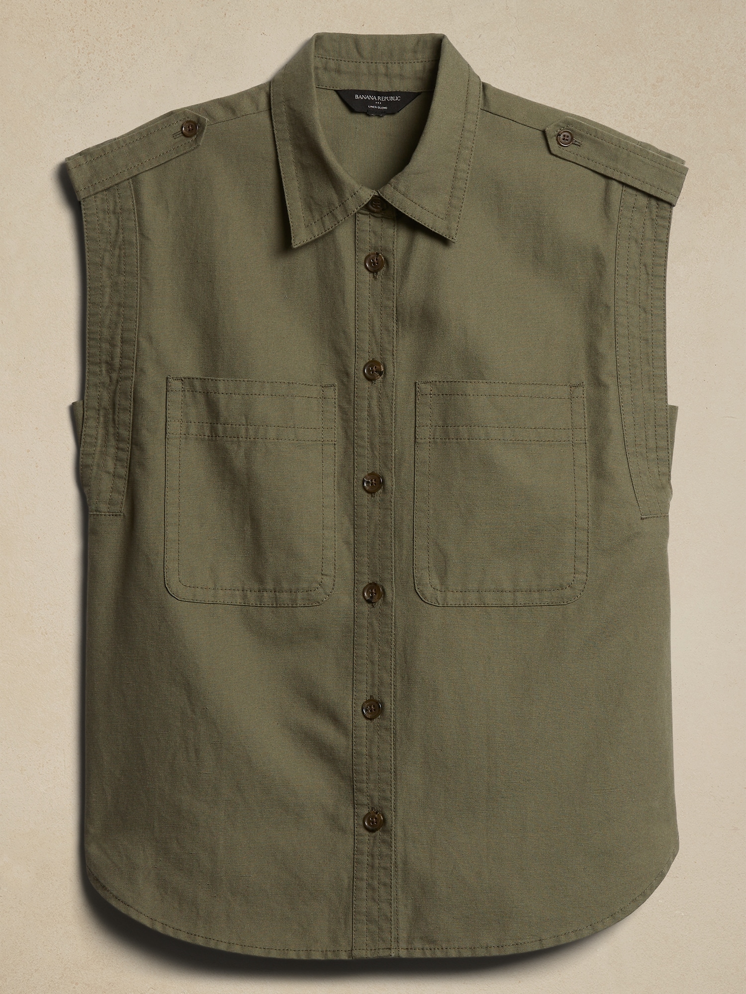 Steppe Linen-Blend Pocket Shirt