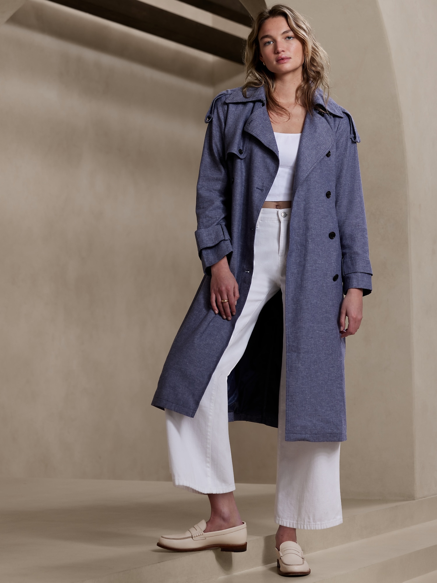 Linen-Cotton Classic Trench