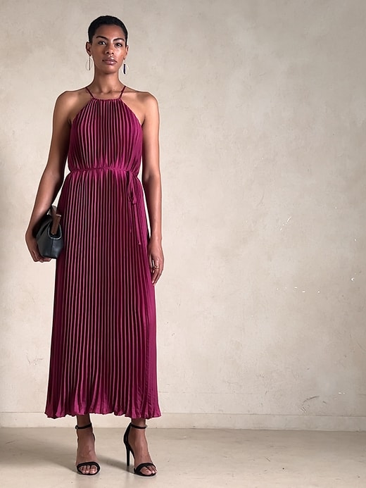 Halter Pleated Maxi Dress | Banana Republic Factory