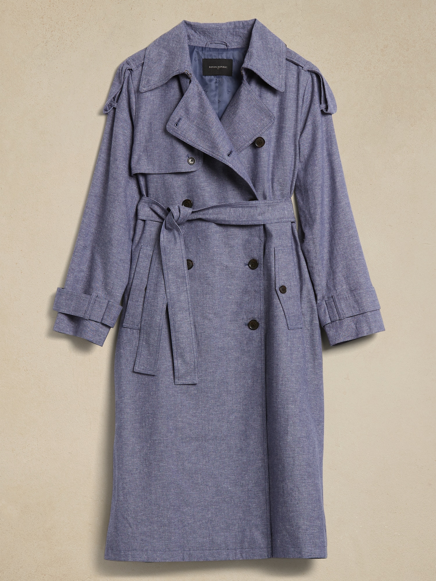 Linen-Blend Classic Trench