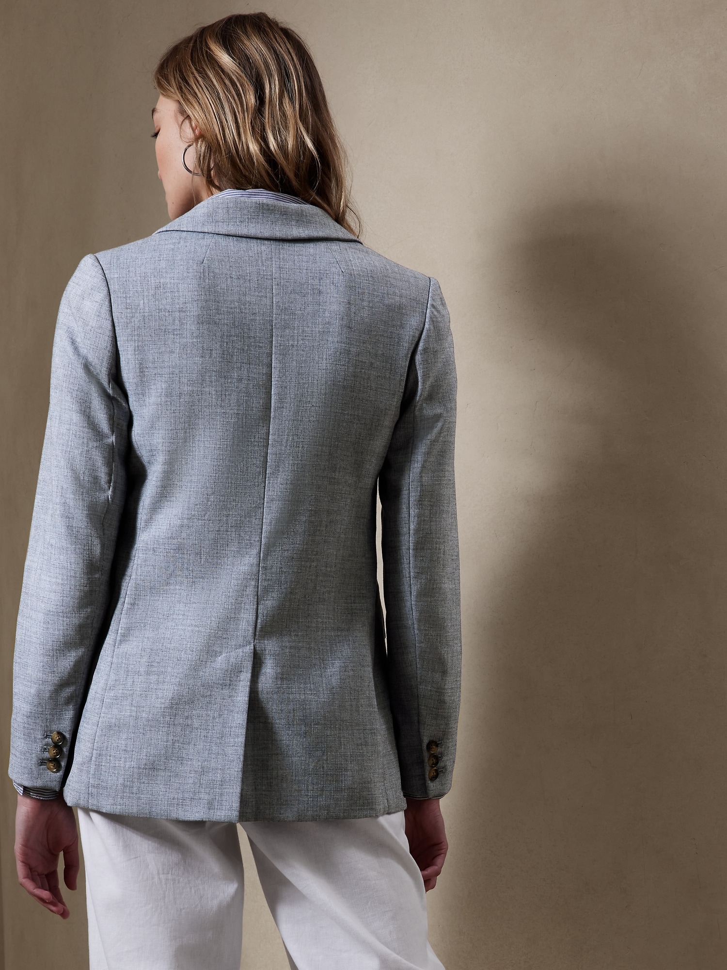 Long and Lean Chambray Suit Blazer