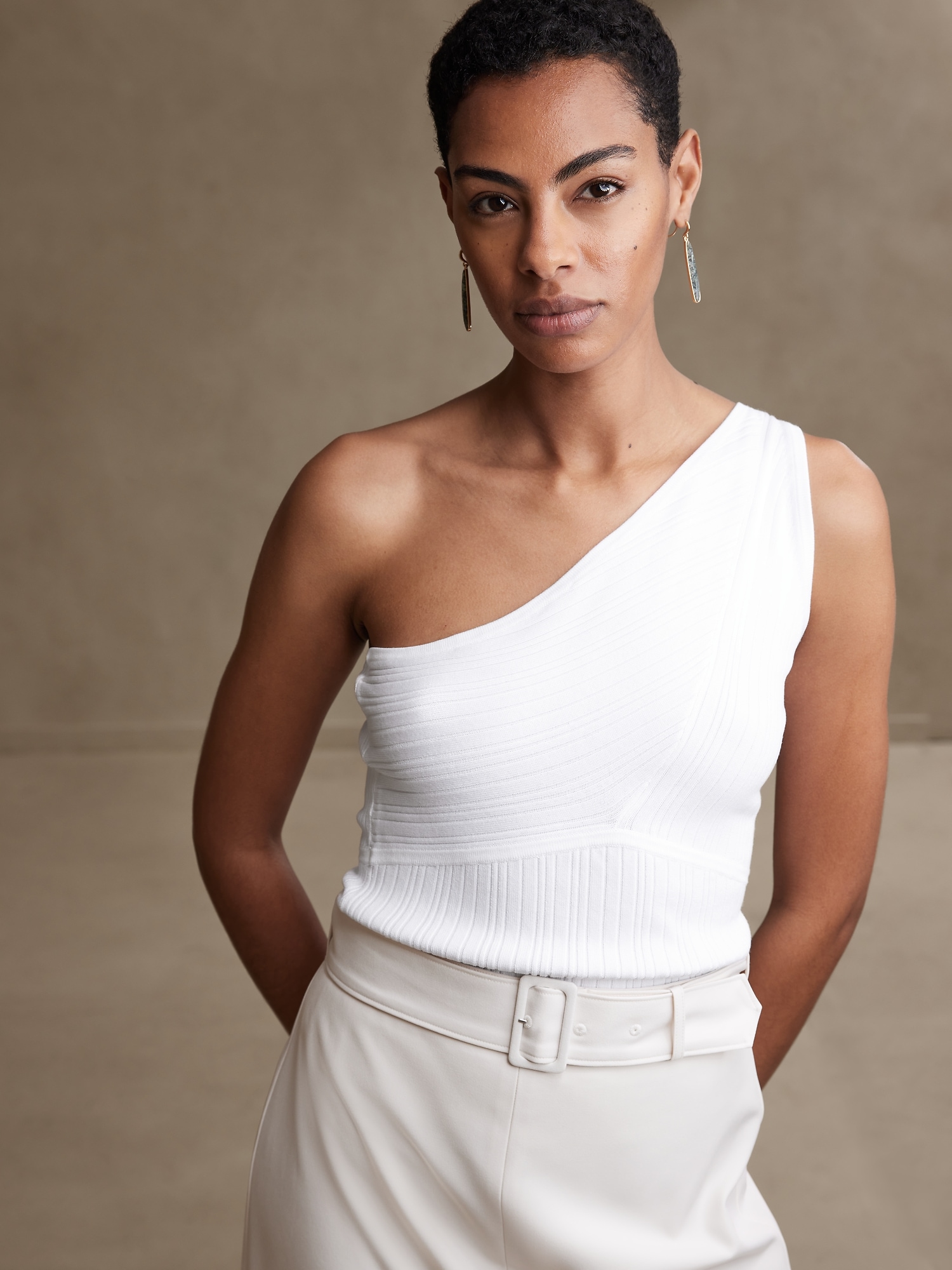 Forever One-Shoulder Cropped Sweater