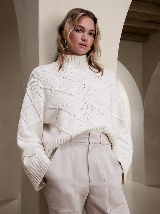 Oversized Cropped Cable Sweater | Banana Republic Factory